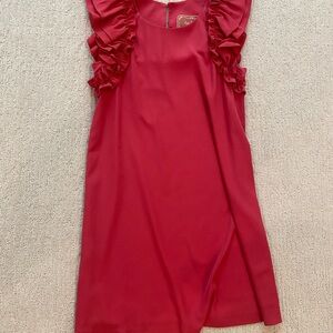 Red Ruffle Sleeve Dress